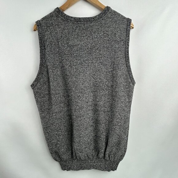 Tristan preppy black & white marled cotton sleeveless sweater vest - men's XL - Picture 4 of 7